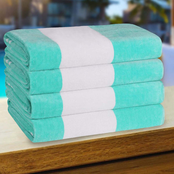 Cabana Stripe Oversized Cotton Beach Towel Set - Mint