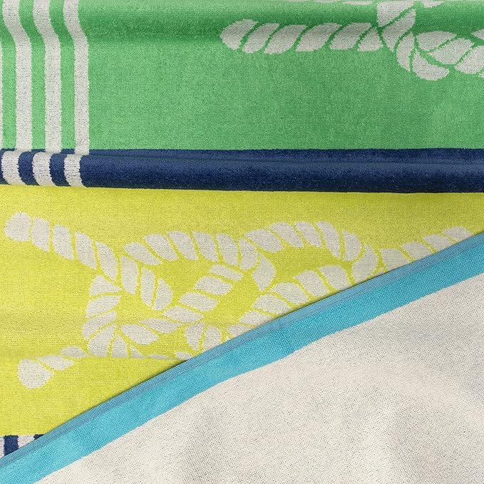 Marine Knots Oversized 4 Piece Beach Towel Set - Blue