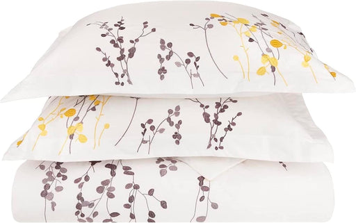 Reed Cotton Embroidered Floral Duvet Cover Set - White