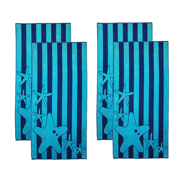 Starfish Oversized Cotton 4 Piece Beach Towel Set