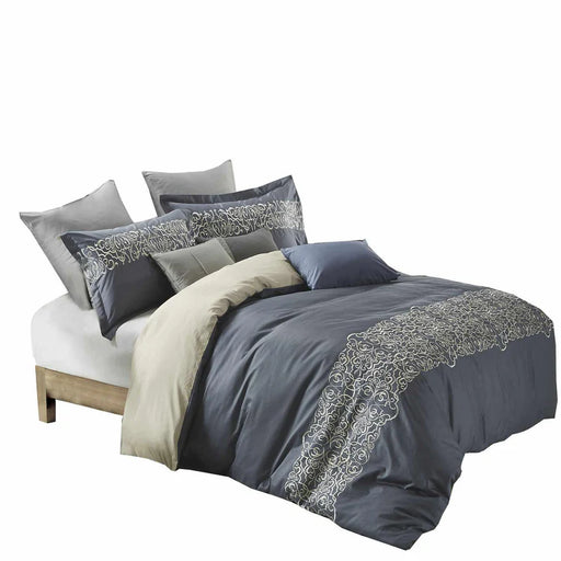 Harrison Cotton 300 Thread Count Duvet Cover Set - Gray