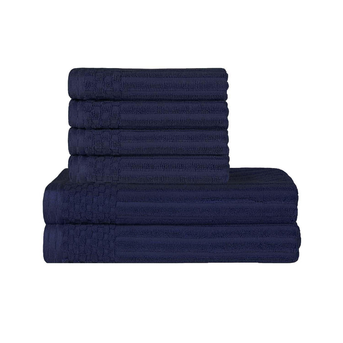 Soho Ribbed Textured Cotton Absorbent Hand and Bath Towel Set