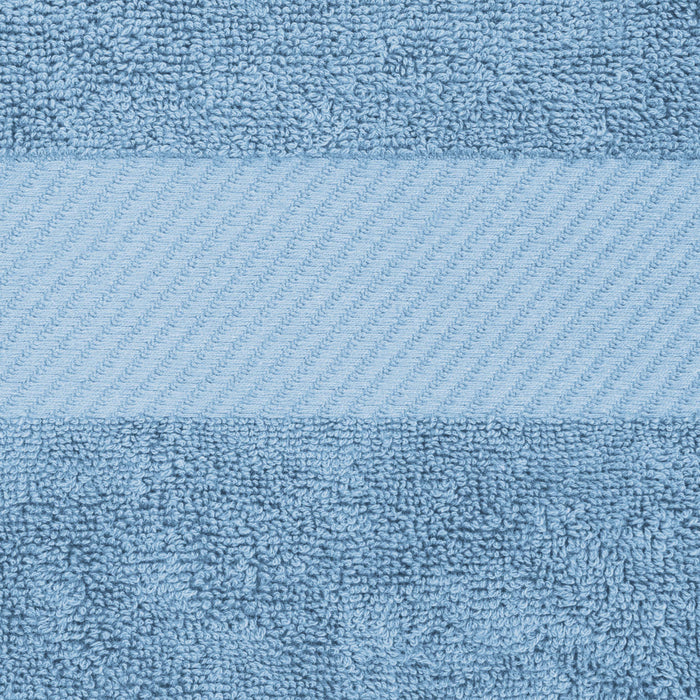 Kendell Egyptian Cotton 4 Piece Bath Towel Set with Dobby Border - Winter Blue
