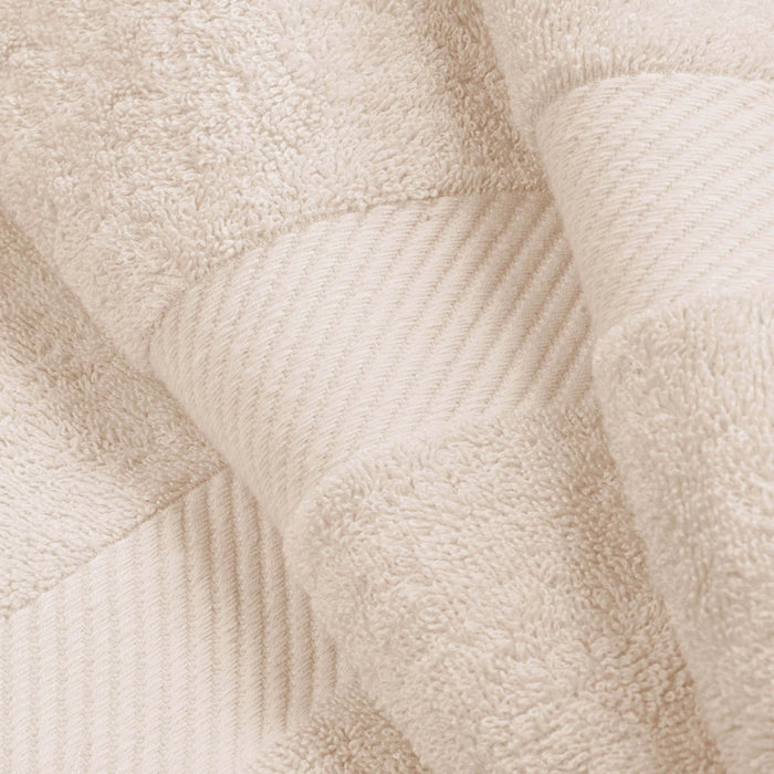 Kendell Egyptian Cotton 4 Piece Bath Towel Set with Dobby Border - Ivory 