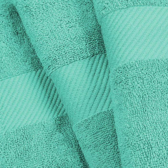 Kendell Egyptian Cotton 4 Piece Bath Towel Set with Dobby Border - Sea Green