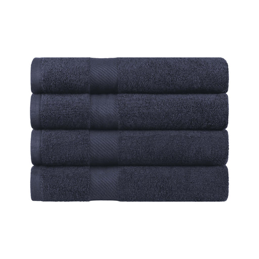 Kendell Egyptian Cotton 4 Piece Bath Towel Set with Dobby Border - Black