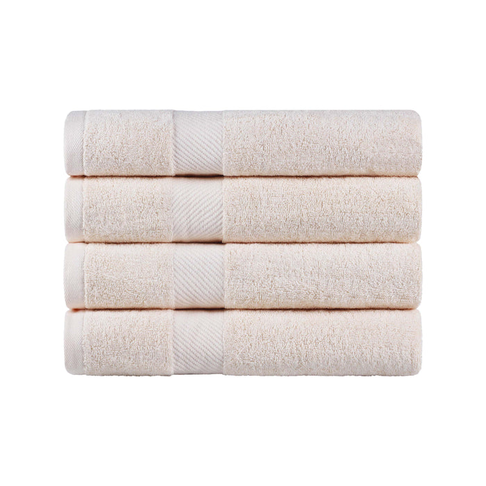 Kendell Egyptian Cotton 4 Piece Bath Towel Set with Dobby Border - Ivory
