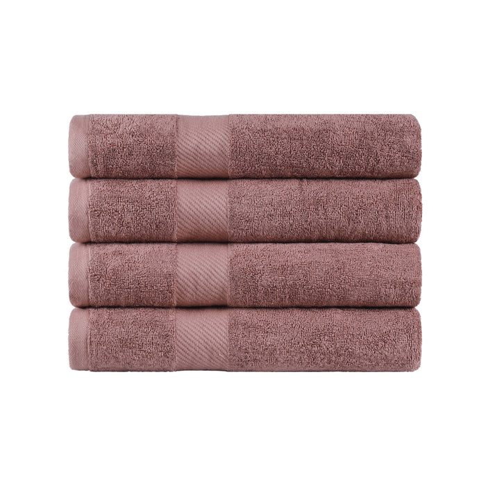 Kendell Egyptian Cotton 4 Piece Bath Towel Set with Dobby Border - Sedona