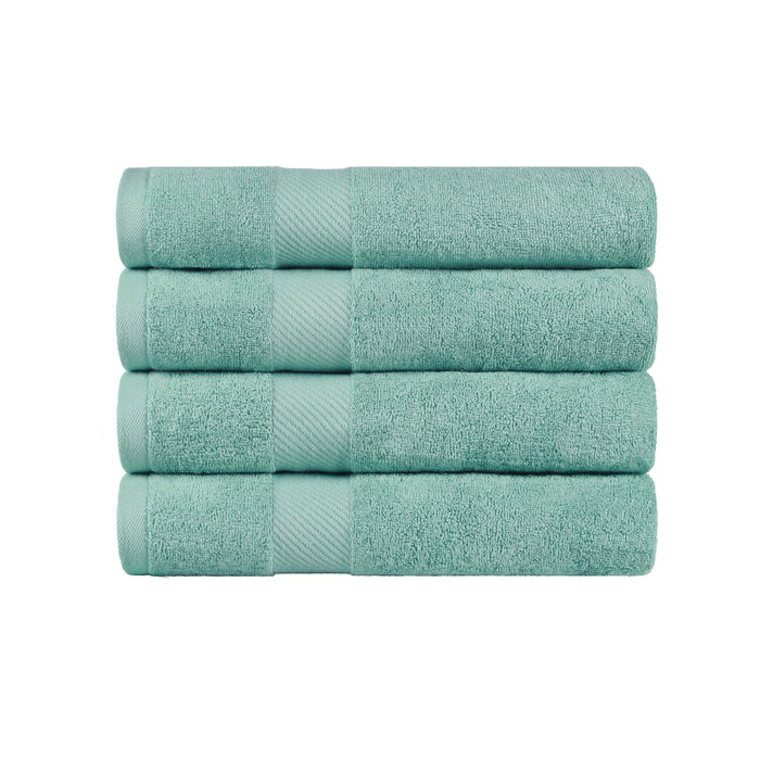 Kendell Egyptian Cotton 4 Piece Bath Towel Set with Dobby Border - Sea Foam
