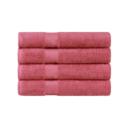Kendell Egyptian Cotton 4 Piece Bath Towel Set with Dobby Border - Sandy Rose
