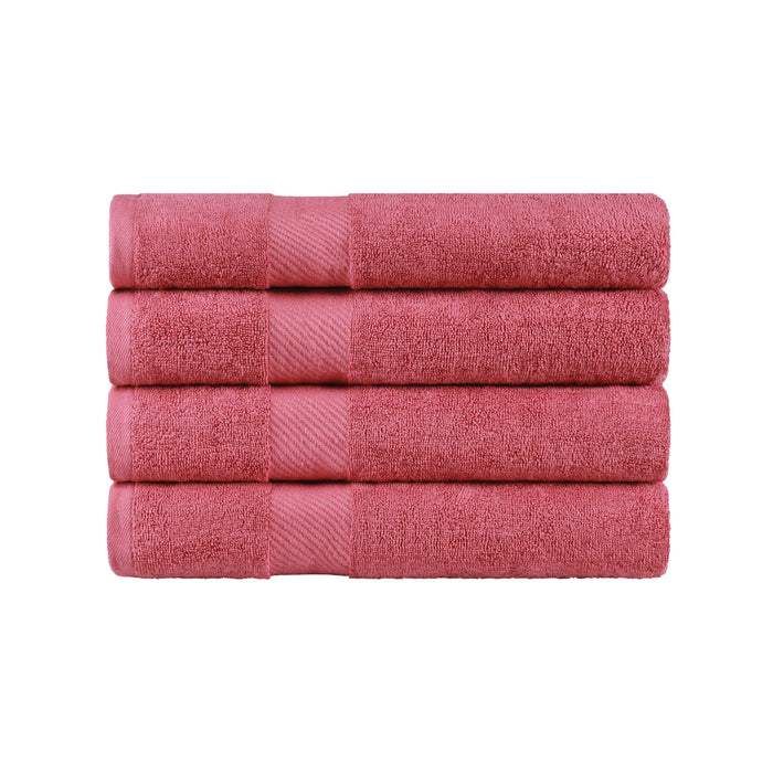Kendell Egyptian Cotton 4 Piece Bath Towel Set with Dobby Border - Sandy Rose