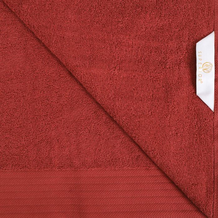 Turkish Cotton 8 Piece Jacquard Herringbone and Solid Towel Set - Maroon