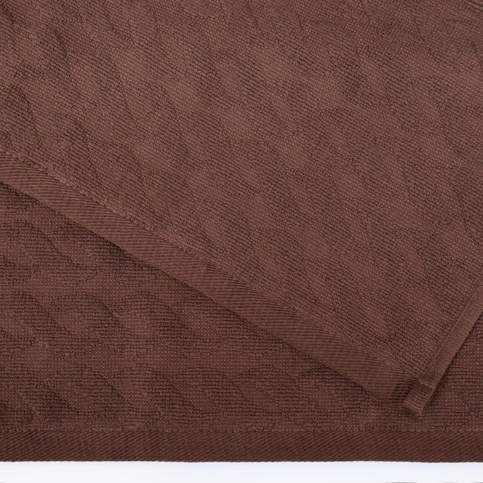 Turkish Cotton 8 Piece Jacquard Herringbone and Solid Towel Set - Chocolate