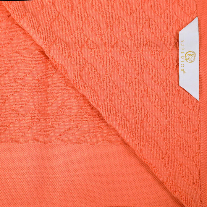 Turkish Cotton 8 Piece Jacquard Herringbone and Solid Towel Set - Emberglow