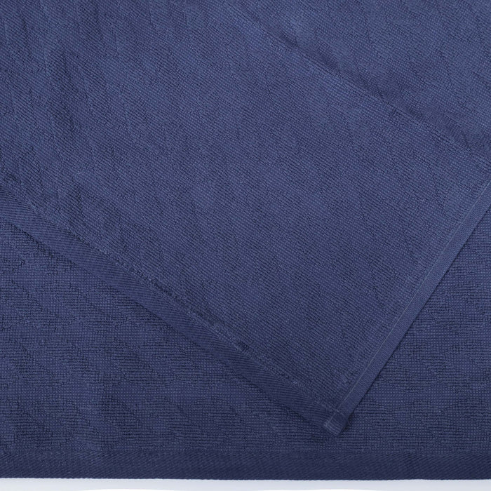 Turkish Cotton 6 Piece Highly Absorbent Jacquard Herringbone Towel Set - Navy Blue