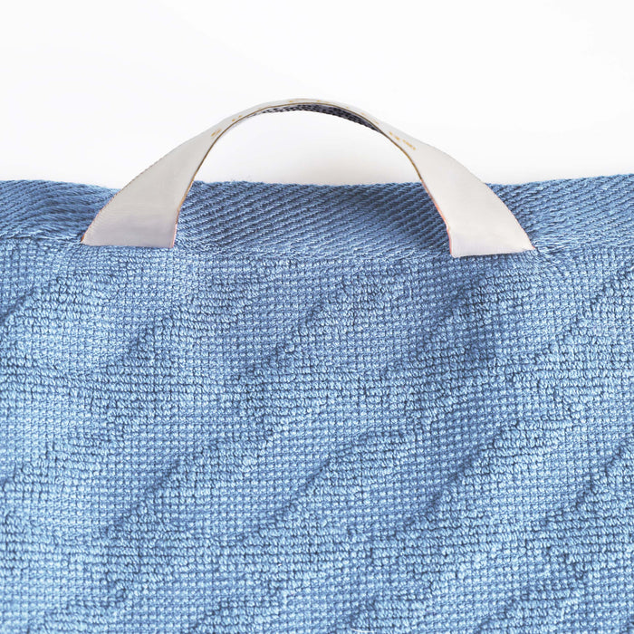 Turkish Cotton 8 Piece Jacquard Herringbone and Solid Towel Set - Pacific Blue