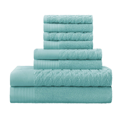 Turkish Cotton 8 Piece Jacquard Herringbone and Solid Towel Set - Cascade