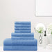 Turkish Cotton 8 Piece Jacquard Herringbone and Solid Towel Set - Pacific Blue