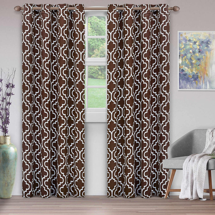 Moroccan Trellis Insulated Blackout Grommet Curtain Panel Set