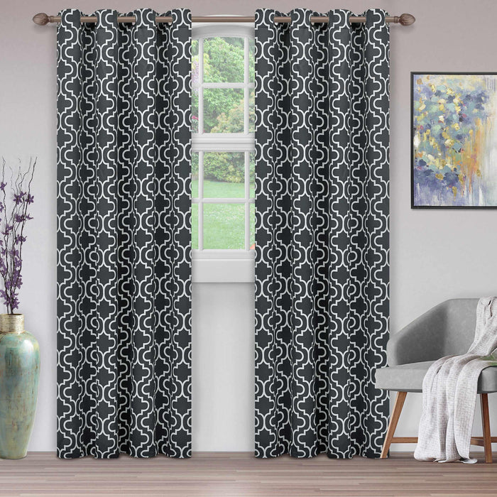 Moroccan Trellis Insulated Blackout Grommet Curtain Panel Set