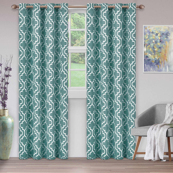 Moroccan Trellis Insulated Blackout Grommet Curtain Panel Set