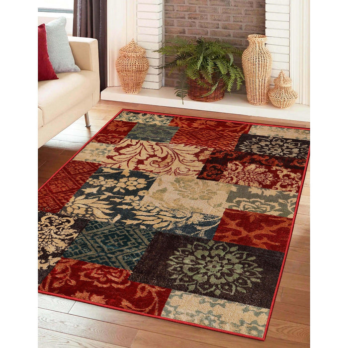 Kennicot Elegant Floral Patchwork Indoor Area Rug or Runner Rug