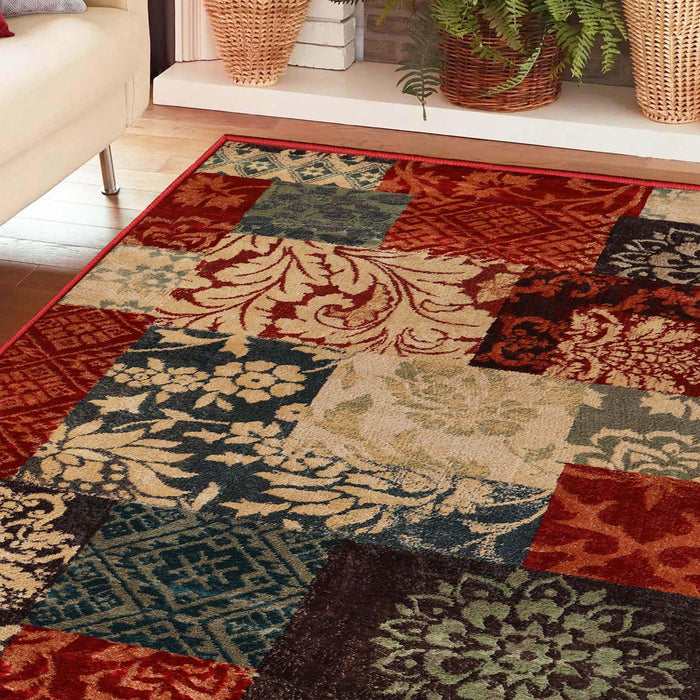 Kennicot Elegant Floral Patchwork Indoor Area Rug or Runner Rug