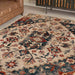 Leena Tribal Medallion Traditional Indoor Area Rug or Runner- Ivory-Teal