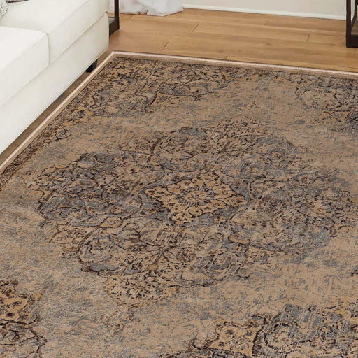 Maeve Traditional Distressed Medallion Indoor Area Rug or Runner - Ivory-Gray