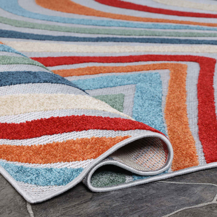 Wave Coastal Striped Indoor Outdoor Area Rug - Multicolor