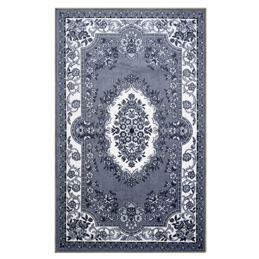 Seraphina Floral Non-Slip Indoor Area Rug Or Runner Rug Or Door Mat - Black-White