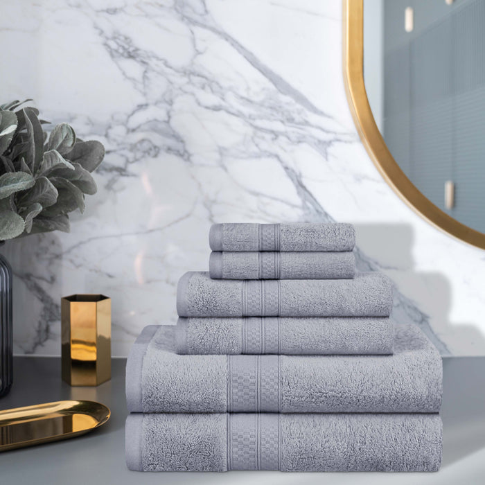 Ultra-Soft Rayon from Bamboo Cotton Blend 6 Piece Towel Set - Chrome