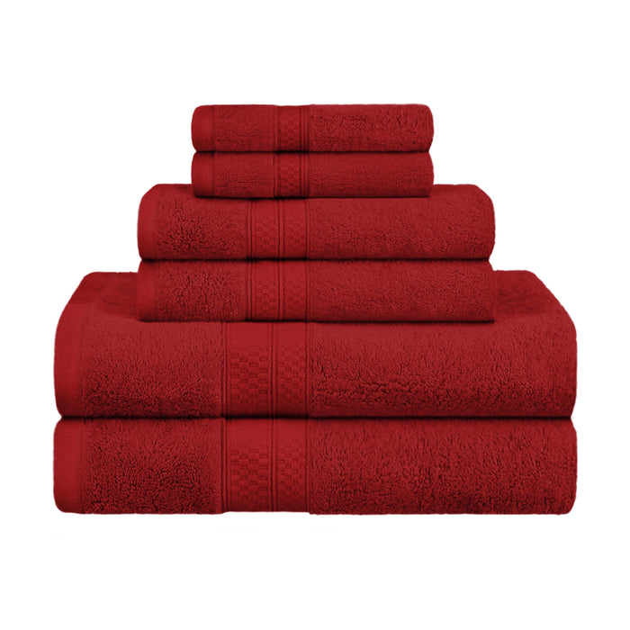 Ultra-Soft Rayon from Bamboo Cotton Blend 6 Piece Towel Set - Crimson