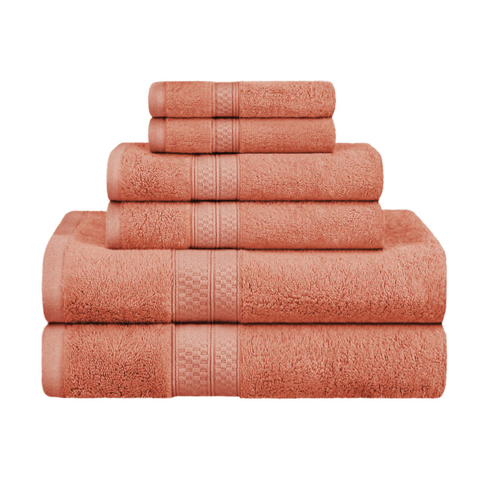 Ultra-Soft Rayon from Bamboo Cotton Blend 6 Piece Towel Set - Salmon