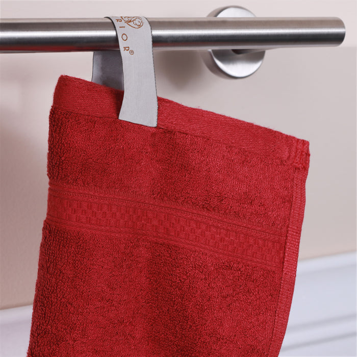 Ultra-Soft Rayon from Bamboo Cotton Blend Bath and Face Towel Set - Crimson