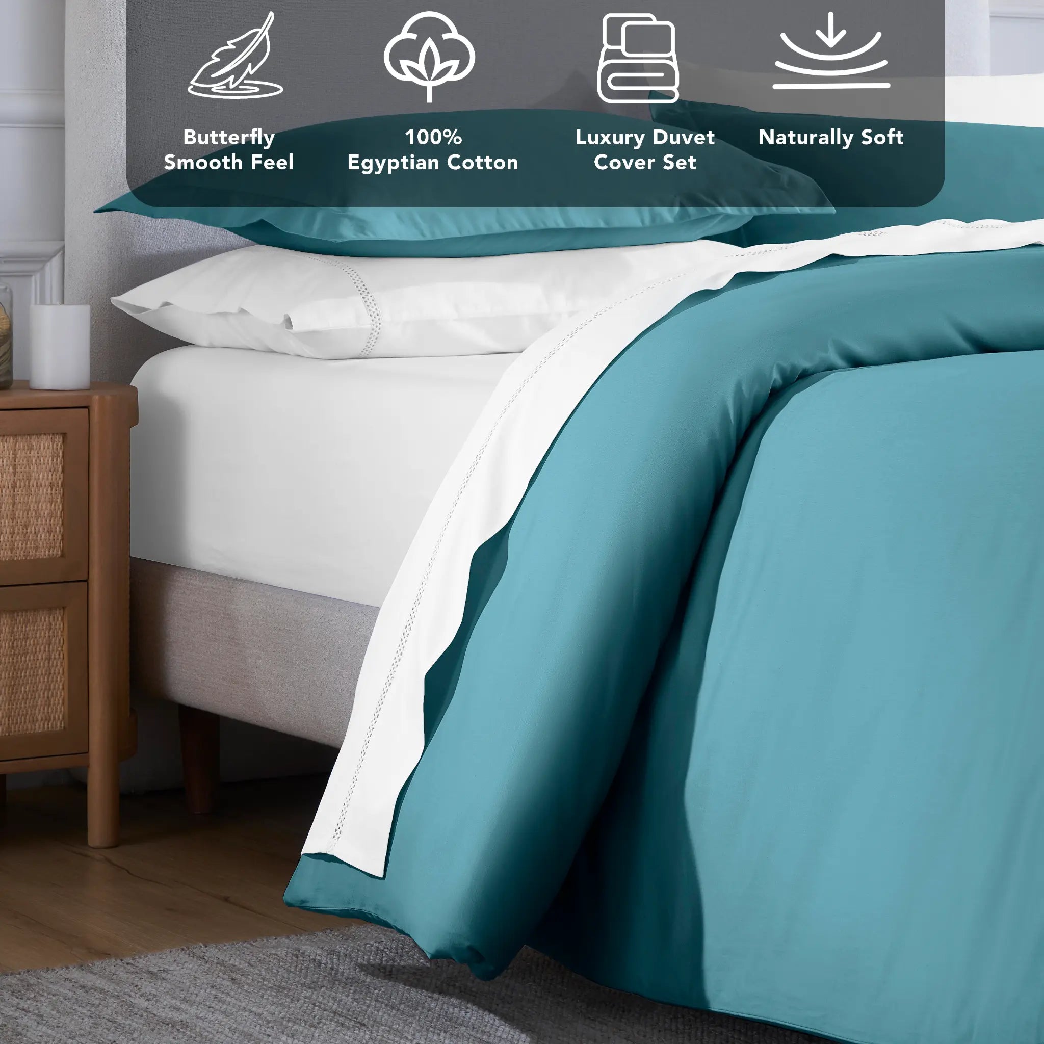 Egyptian Cotton 650 Thread Count Solid Duvet Cover Set - Blue Nile Mills
