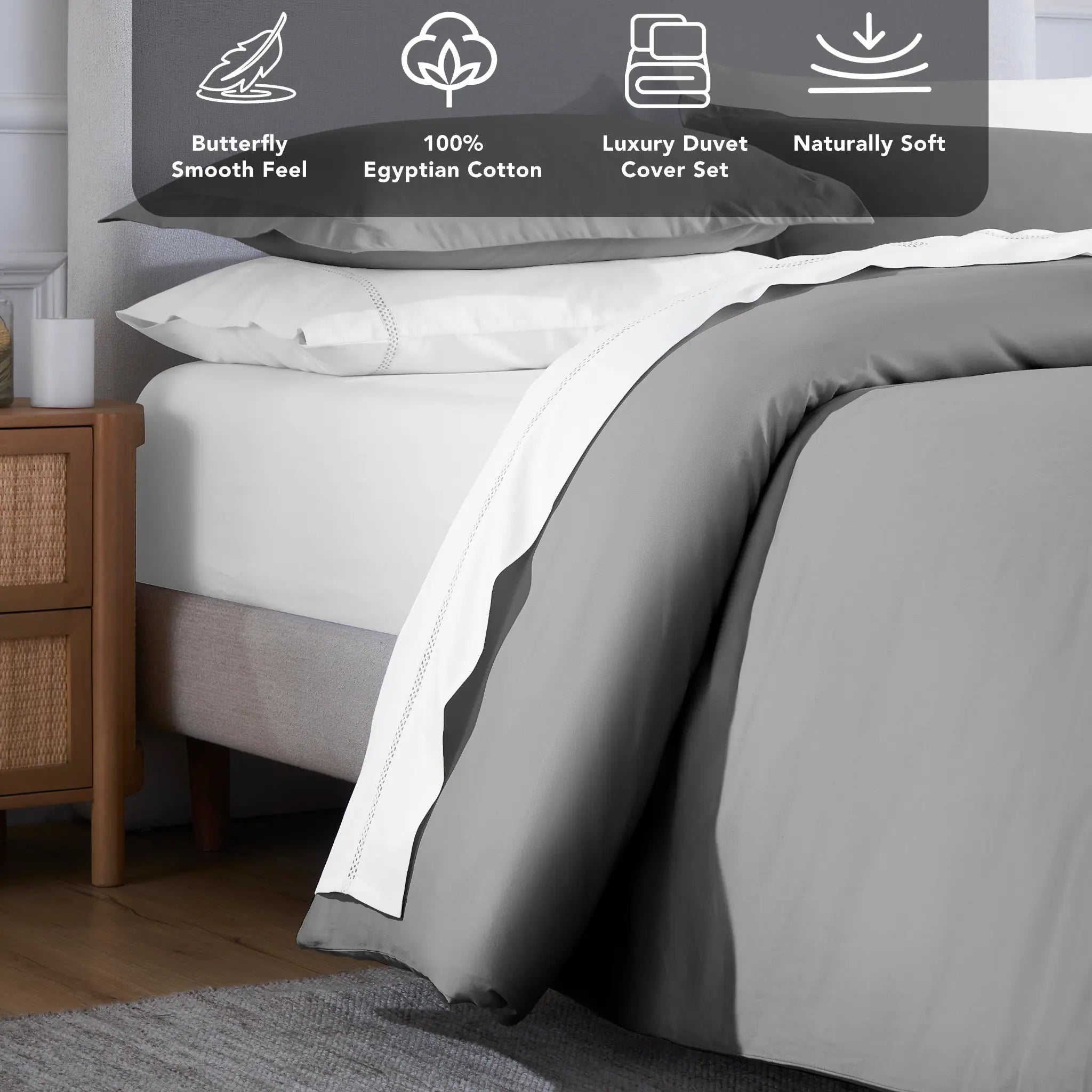 Egyptian Cotton 650 Thread Count Solid Duvet Cover Set - Blue Nile Mills