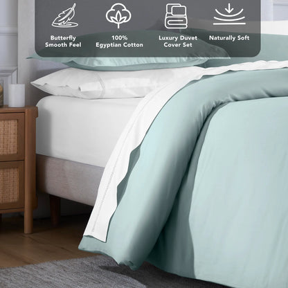 Egyptian Cotton 650 Thread Count Solid Duvet Cover Set - Blue Nile Mills