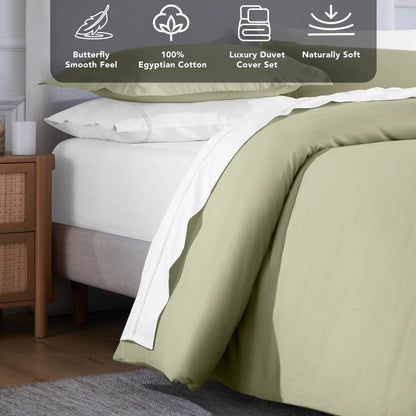 Egyptian Cotton 650 Thread Count Solid Duvet Cover Set - Blue Nile Mills