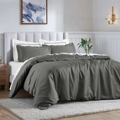 Egyptian Cotton 650 Thread Count Solid Duvet Cover Set - Blue Nile Mills
