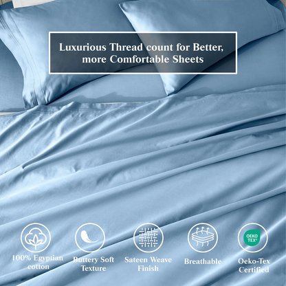 650 Thread Count Egyptian Cotton Solid Pillowcase Set - Blue Nile Mills
