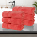 Zero Twist Cotton Solid Ultra-Soft Absorbent Hand Towel Set of 6 - Coral