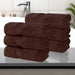 Zero Twist Cotton Solid Ultra-Soft Absorbent Hand Towel Set of 6 - Espresso