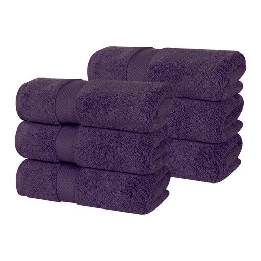 Zero Twist Cotton Solid Ultra-Soft Absorbent Hand Towel Set of 6 - Grapeseed