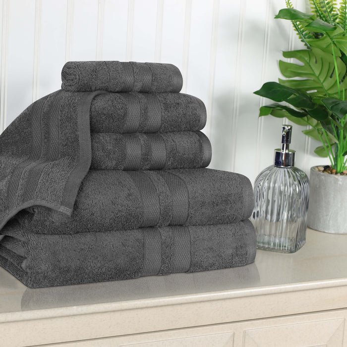 Ultra Soft Cotton Absorbent Solid Assorted 6 Piece Towel Set