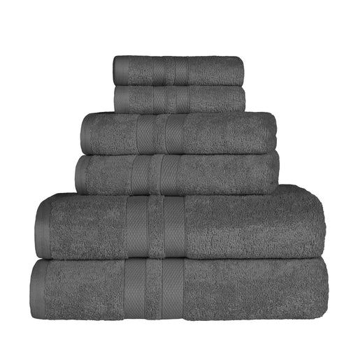 Ultra Soft Cotton Absorbent Solid Assorted 6 Piece Towel Set - Charcoal