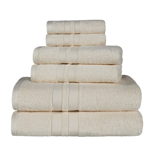Ultra Soft Cotton Absorbent Solid Assorted 6 Piece Towel Set - Cream