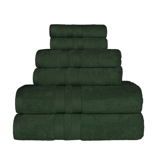 Ultra Soft Cotton Absorbent Solid Assorted 6 Piece Towel Set - Forrest Green