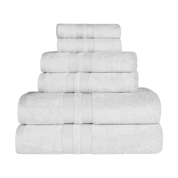 Ultra Soft Cotton Absorbent Solid Assorted 6 Piece Towel Set - Silver