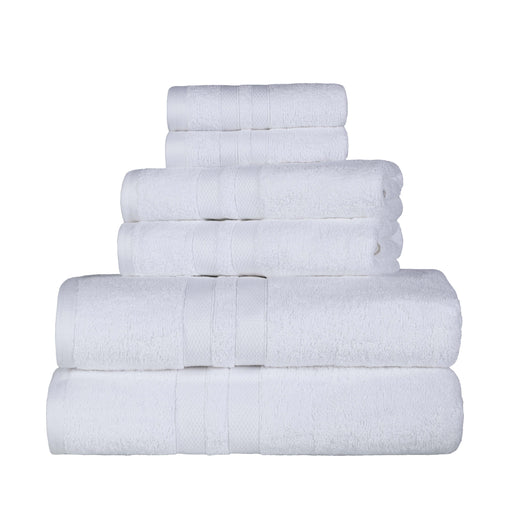 Ultra Soft Cotton Absorbent Solid Assorted 6 Piece Towel Set -White